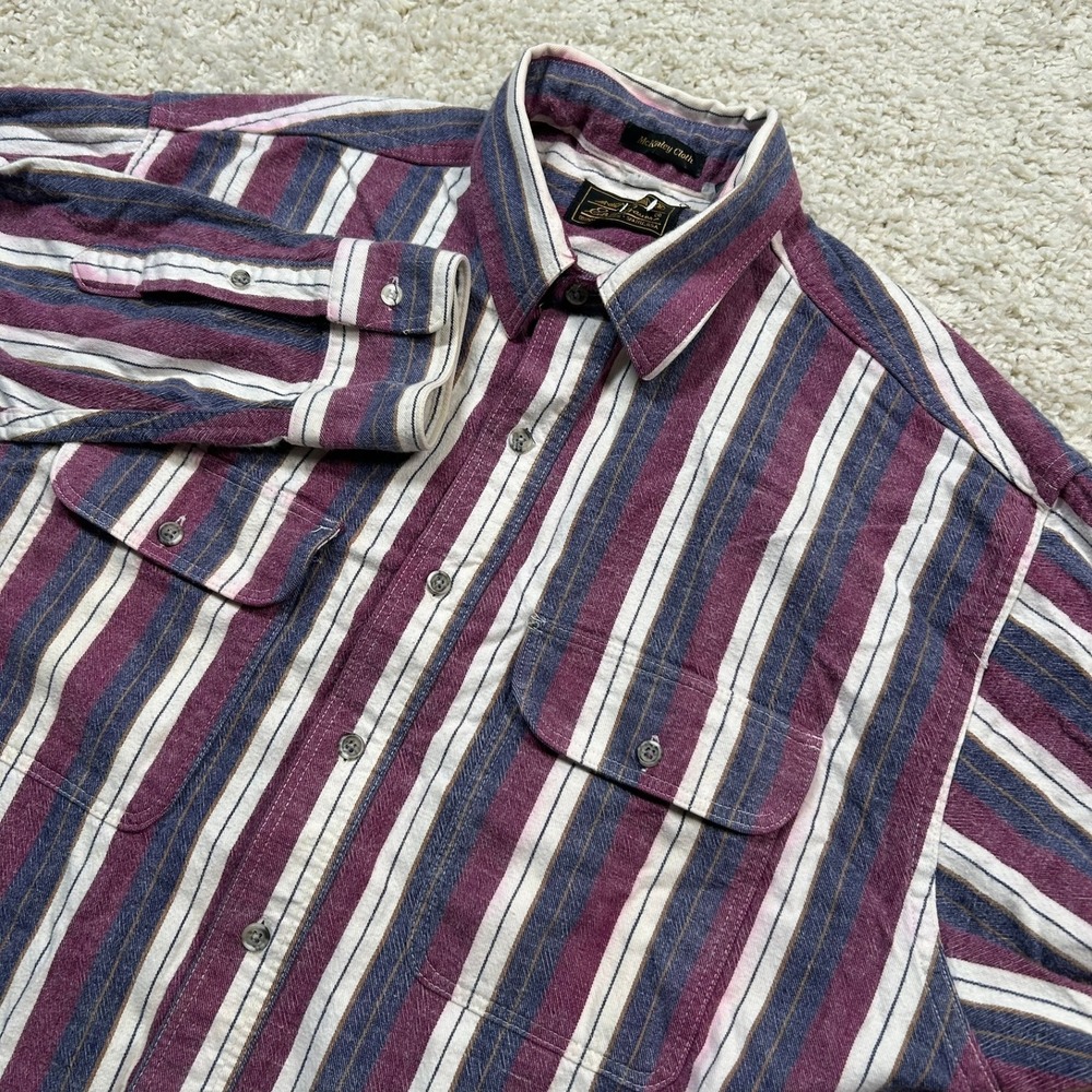 Vintage Eddie Bauer McKinley Cloth Shirt Large Striped Button Down Made in USA